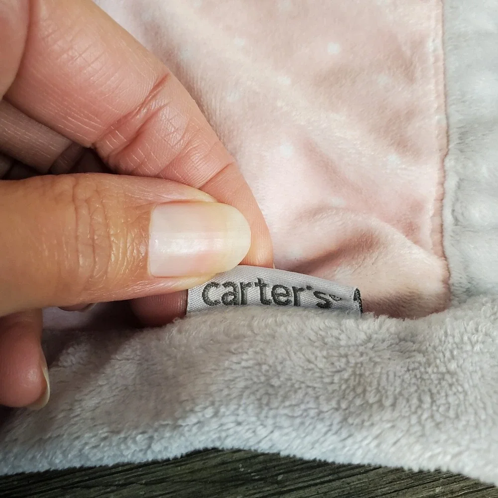 Carter's Gray Dog Hugging Pink Lovey Thick Fleece Baby Security Blanket 13